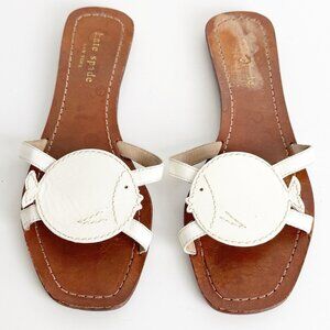 Rare Kate Spade Kissing Fishes leather slide sandals white size 6.5